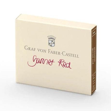 Each pack of Graf Von Faber-Castell cartridges come with 6 ink cartridges. These inks are document proofed: smudge-resistant, reproducible, light-fast and waterproof, cannot be erased and is resistant to many chemicals and solvents. Highest-quality ingredients.

Each cartridge is 0.86 ml.&nbsp;
6 ink cartridges