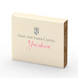 Each pack of Graf Von Faber-Castell cartridges come with 6 ink cartridges. These inks are document proofed: smudge-resistant, reproducible, light-fast and waterproof, cannot be erased and is resistant to many chemicals and solvents. Highest-quality ingredients.

Each cartridge is 0.86 ml.&nbsp;
6 ink cartridges