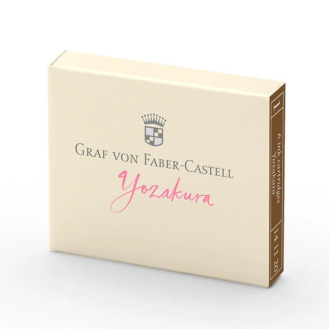 Each pack of Graf Von Faber-Castell cartridges come with 6 ink cartridges. These inks are document proofed: smudge-resistant, reproducible, light-fast and waterproof, cannot be erased and is resistant to many chemicals and solvents. Highest-quality ingredients.

Each cartridge is 0.86 ml.&nbsp;
6 ink cartridges