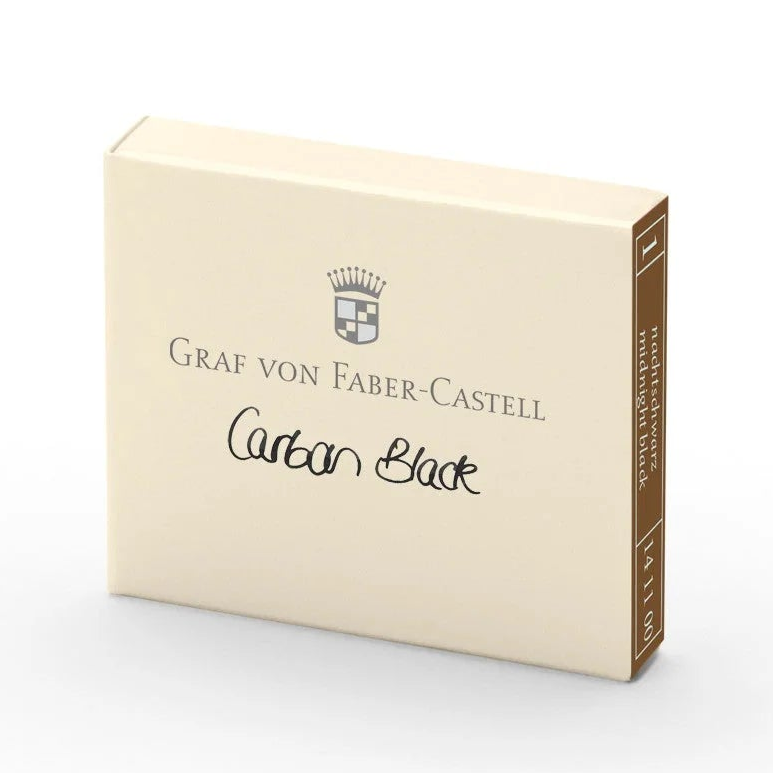 Each pack of Graf Von Faber-Castell cartridges come with 6 ink cartridges. These inks are document proofed: smudge-resistant, reproducible, light-fast and waterproof, cannot be erased and is resistant to many chemicals and solvents. Highest-quality ingredients.

Each cartridge is 0.86 ml.&nbsp;
6 ink cartridges