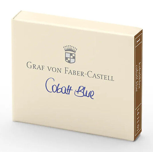Each pack of Graf Von Faber-Castell cartridges come with 6 ink cartridges. These inks are document proofed: smudge-resistant, reproducible, light-fast and waterproof, cannot be erased and is resistant to many chemicals and solvents. Highest-quality ingredients.

Each cartridge is 0.86 ml.&nbsp;
6 ink cartridges