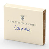 Each pack of Graf Von Faber-Castell cartridges come with 6 ink cartridges. These inks are document proofed: smudge-resistant, reproducible, light-fast and waterproof, cannot be erased and is resistant to many chemicals and solvents. Highest-quality ingredients.

Each cartridge is 0.86 ml.&nbsp;
6 ink cartridges