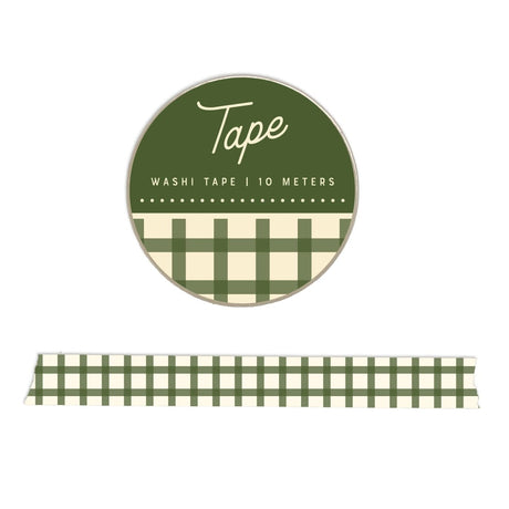 Our green gingham washi tape lets you add some extra holiday magic to everything you do. Use this durable yet easily removable tape to add flair to sealed envelopes, wrapped gifts, or as a decorative border to card stock.

Additional Details:
- 15 mm width
- 10 m length