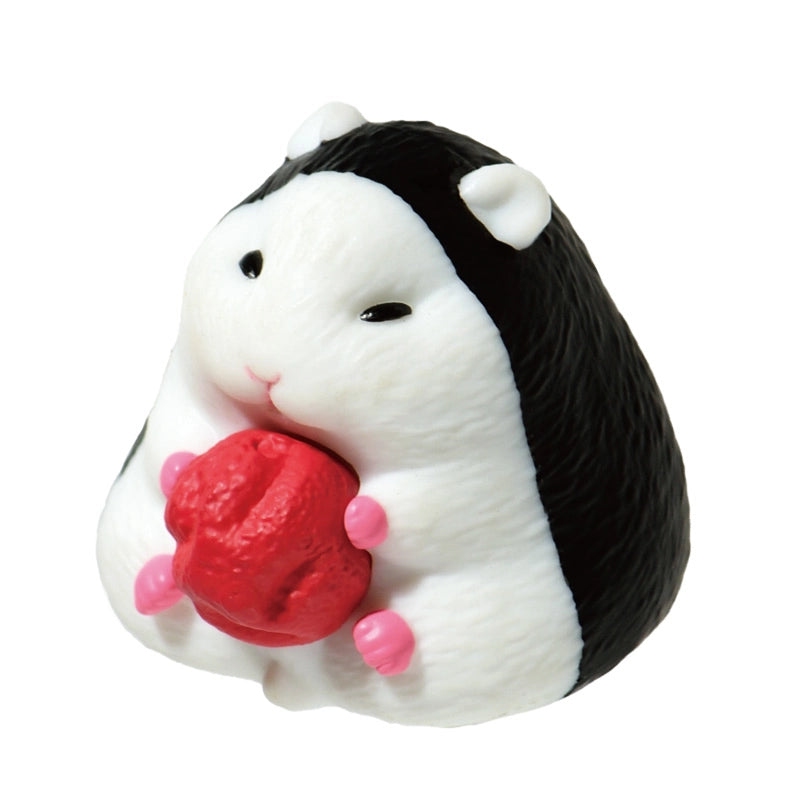 Hamusubi Kororin, Suttonton. Hamsters and rice balls have collaborated! Their adorable appearance will surely catch your eye! Each comes with a little Takuan figurine to display together. Approximately 3.4cm.&nbsp;

Lineup (5 Variants):

Nori Ume (Seaweed &amp; Plum)
Grilled Rice Ball
Bean Rice
Plum Shiso
Gomoku (Mixed Ingredients)