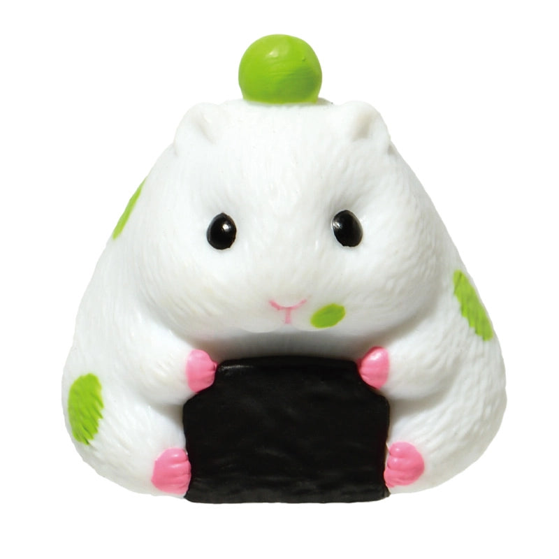 Hamusubi Kororin, Suttonton. Hamsters and rice balls have collaborated! Their adorable appearance will surely catch your eye! Each comes with a little Takuan figurine to display together. Approximately 3.4cm.&nbsp;

Lineup (5 Variants):

Nori Ume (Seaweed &amp; Plum)
Grilled Rice Ball
Bean Rice
Plum Shiso
Gomoku (Mixed Ingredients)