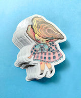 "Pearl" Vinyl Sticker made from Hannakin illustration with subtle holographic accents (on the face and oyster shell) with shiny gloss finish.

Made from a durable waterproof vinyl with a matte laminate that protects it from scratching, rain and sunlight.