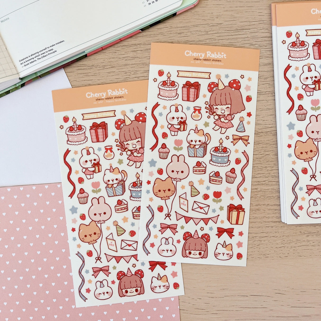 Cherry Rabbit - Happy Birthday Sticker Sheet