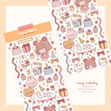Cherry Rabbit - Happy Birthday Sticker Sheet