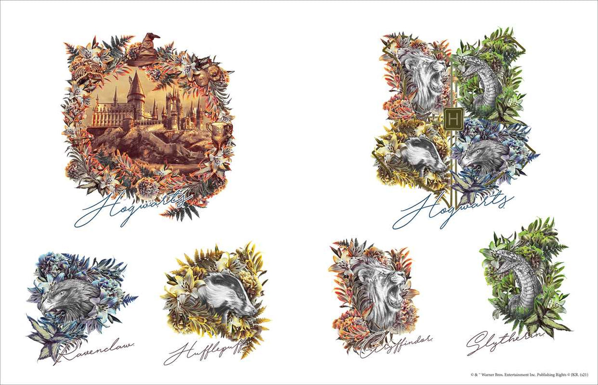 This keepsake book includes more than 934 full-color stickers and showcases unique art inspired by the Harry Potter films.

Create magical decorations and designs with the more than 934 stickers in this collectible book that features Harry Potter film-inspired art! Along with stickers of house crests and banners, Patronus guardians, fantastic beasts, Quidditch equipment, the Yule Ball, images from Diagon Alley—including Weasleys’ Wizard Wheezes and Ollivanders Wand Shop.
