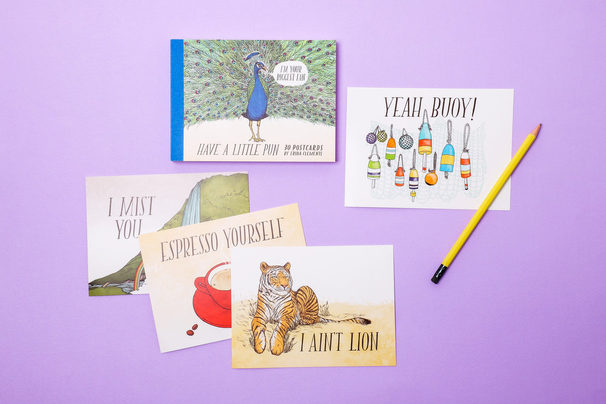 A lighthearted, witty, and adorable extension of the successful Have a Little Pun line for fans of Frida Clements' art and humor. A fun way to keep in touch with friends and family, each playful card is illustrated with artwork of animals and objects, along with a witty pun. All postcards are culled from the new work in the new book The Snuggle Is Real. Send them a smile and let them know you're thinking of them with a note on these cute cards.