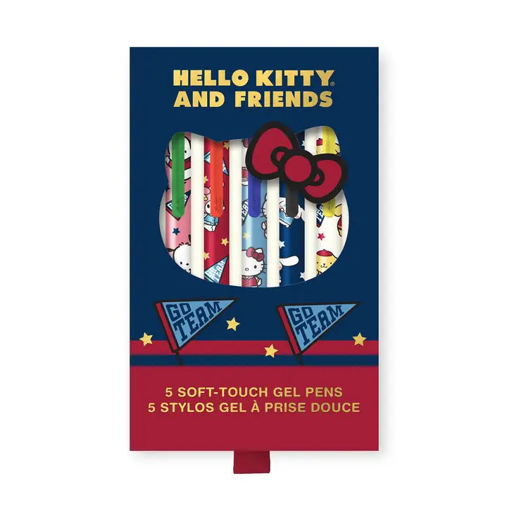 Hello Kitty® and Friends are bringing the scholastic flair! This five-pen set features soft-touch barrels for an extra-comfy grip, plus adorable artwork and smooth-flowing ink in green, red, blue, black, and yellow. It's the perfect addition to Hello Kitty study supplies, Sanrio® writing sets, or everyday student essentials. Plus, it makes a great gift for stationery lovers, coworkers, Sanrio fans, and more!