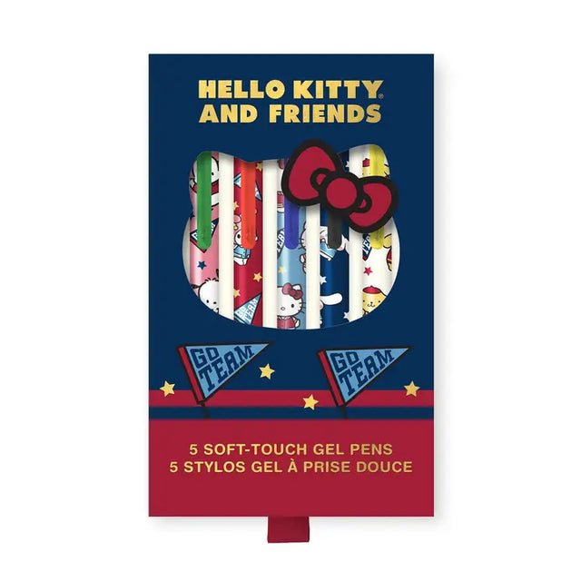 Hello Kitty® and Friends are bringing the scholastic flair! This five-pen set features soft-touch barrels for an extra-comfy grip, plus adorable artwork and smooth-flowing ink in green, red, blue, black, and yellow. It's the perfect addition to Hello Kitty study supplies, Sanrio® writing sets, or everyday student essentials. Plus, it makes a great gift for stationery lovers, coworkers, Sanrio fans, and more!