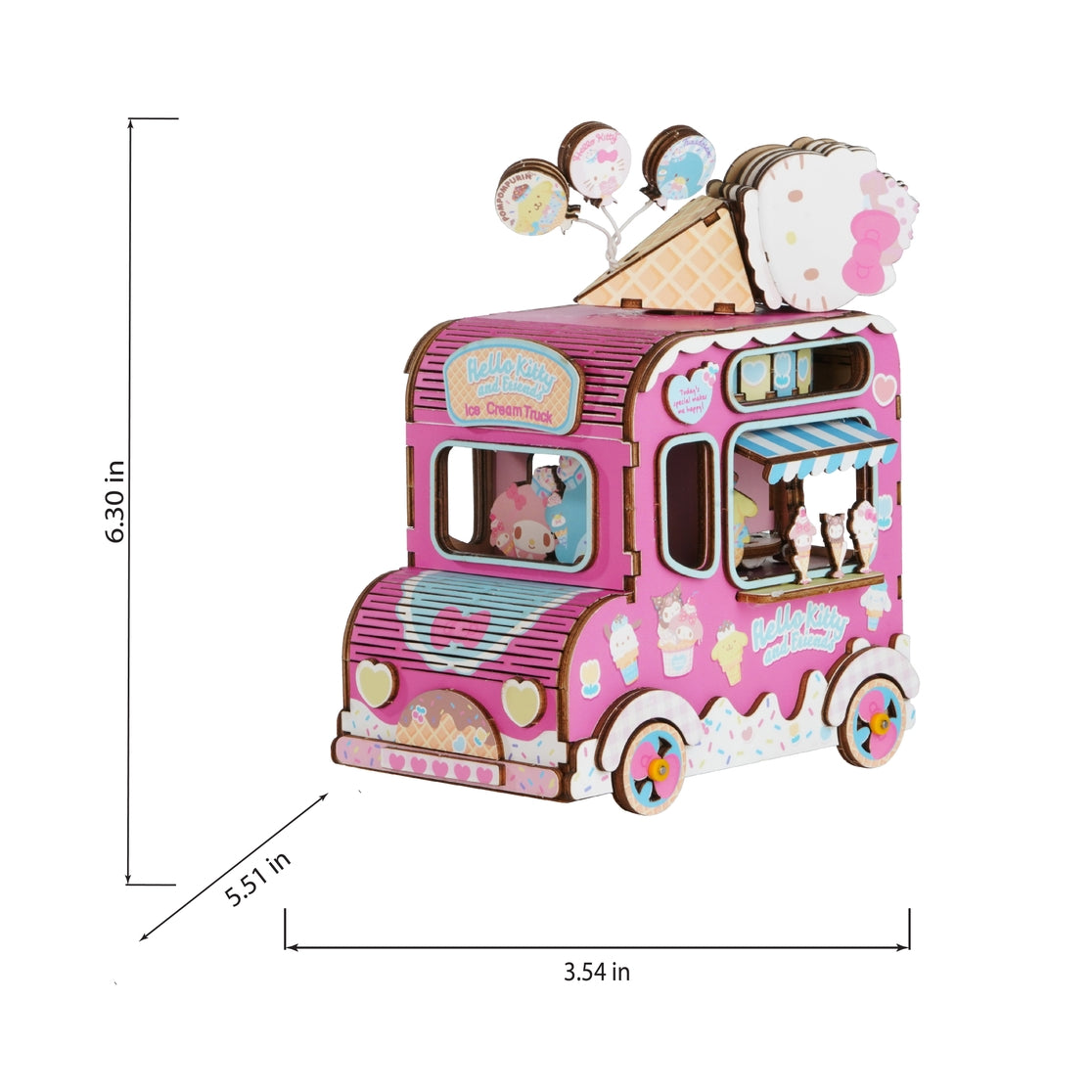 Camión de helados de Hello Kitty® y sus amigos | Rompecabezas de caja de música de madera en 3D