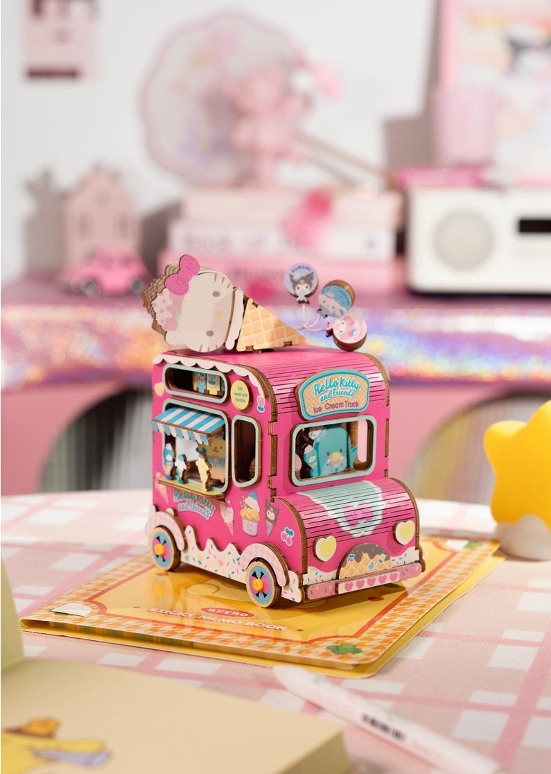 Camión de helados de Hello Kitty® y sus amigos | Rompecabezas de caja de música de madera en 3D