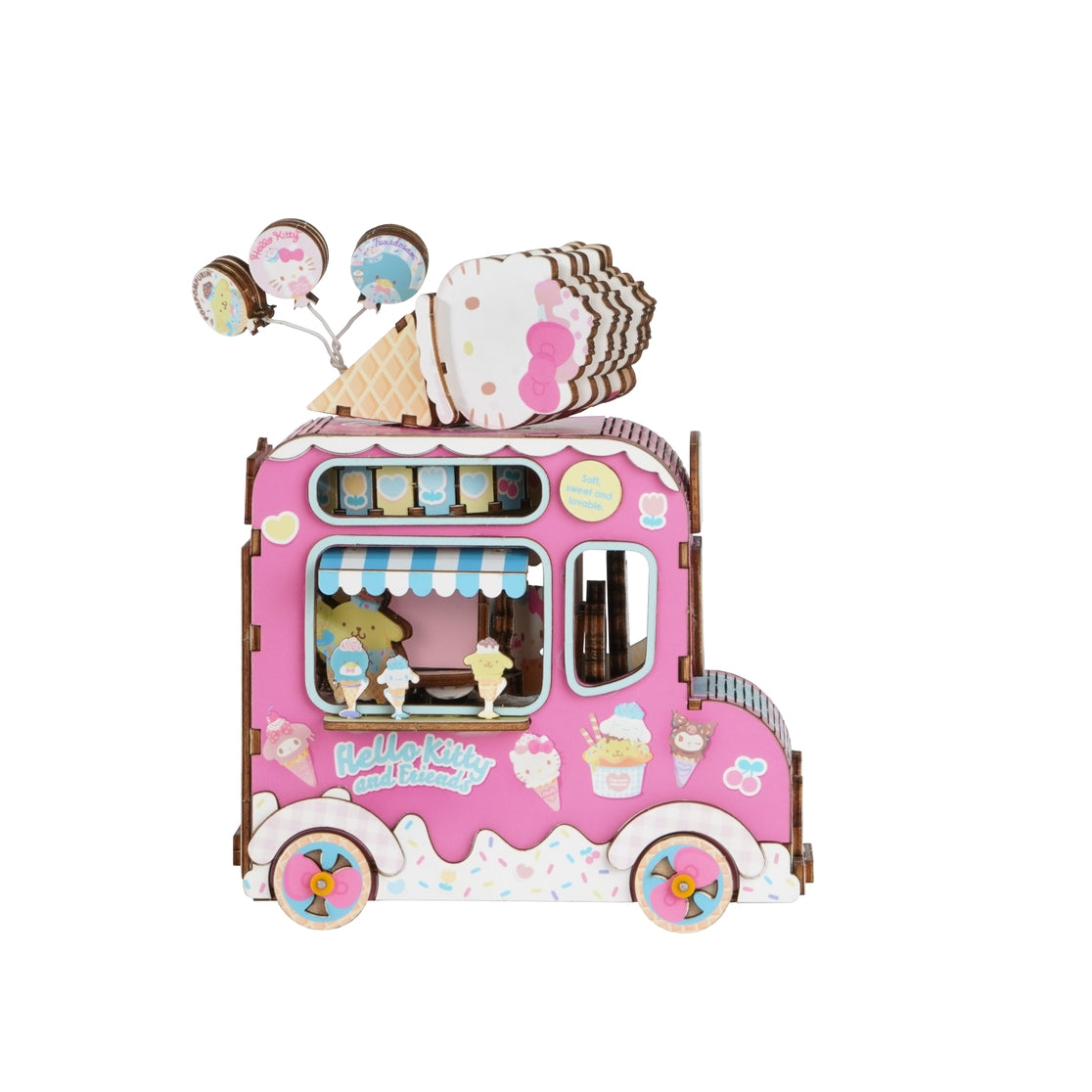 Camión de helados de Hello Kitty® y sus amigos | Rompecabezas de caja de música de madera en 3D