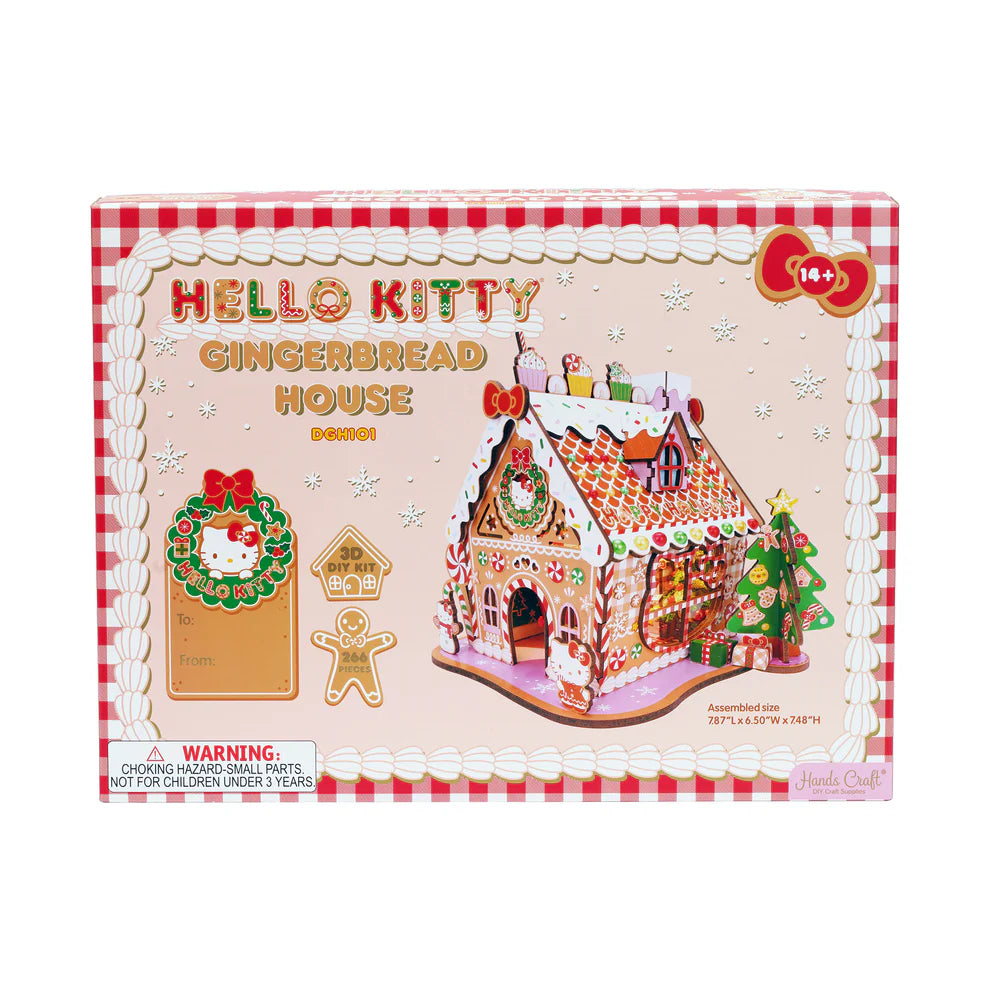 Once upon a time, in a cozy little town, there was a magical gingerbread house that sparkled with sweetness and joy. But this wasn't just any ordinary gingerbread house-it was Hello Kitty's, the beloved girl who filled hearts with love and cheer all over the world.
Bring the festive cheer to life with this Hello Kitty Wooden Gingerbread House Kit! This charming, easy-to-build craft project lets you create your own sweet, wooden gingerbread house adorned with the adorable Hello Kitty design