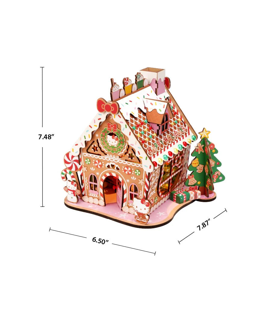Once upon a time, in a cozy little town, there was a magical gingerbread house that sparkled with sweetness and joy. But this wasn't just any ordinary gingerbread house-it was Hello Kitty's, the beloved girl who filled hearts with love and cheer all over the world.
Bring the festive cheer to life with this Hello Kitty Wooden Gingerbread House Kit! This charming, easy-to-build craft project lets you create your own sweet, wooden gingerbread house adorned with the adorable Hello Kitty design