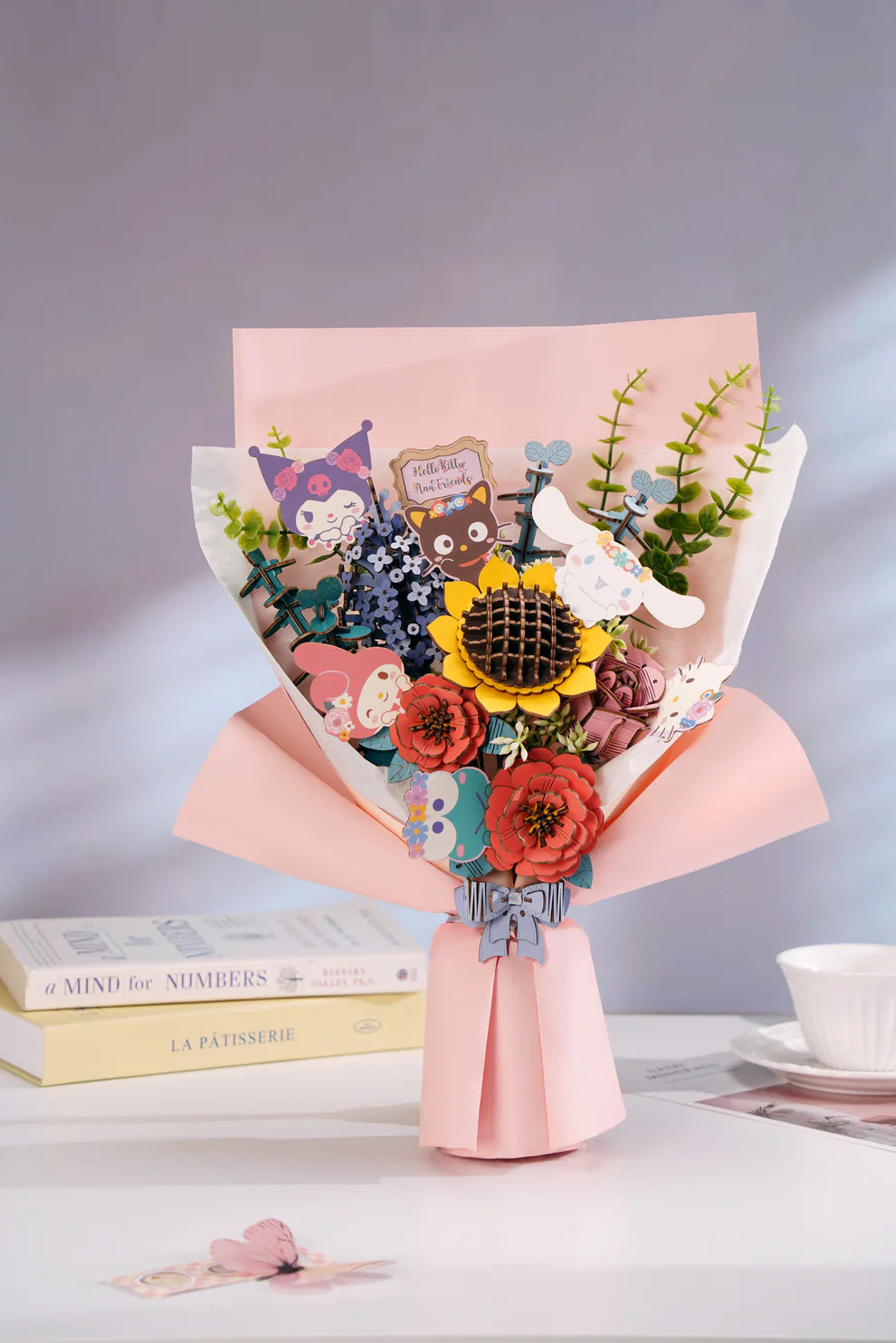 Bring a splash of joy and creativity to your home with the Hello Kitty and Friends 3D Wooden Flower Puzzle Bundle! This delightful set features intricately designed wooden flower pieces that can be assembled into a charming bouquet with Kuromi, Cinnamoroll, My Melody, Chococat, Keroppi, and, of course, Hello Kitty herself.