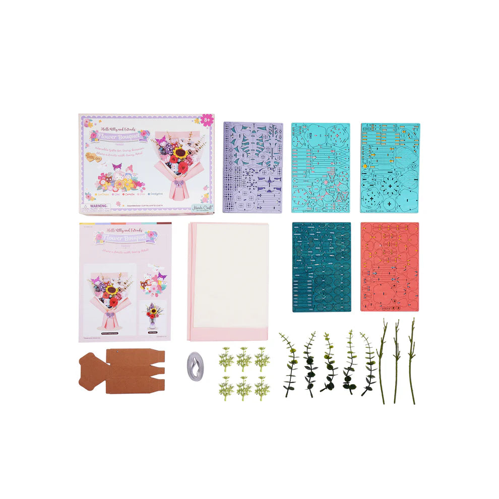 Bring a splash of joy and creativity to your home with the Hello Kitty and Friends 3D Wooden Flower Puzzle Bundle! This delightful set features intricately designed wooden flower pieces that can be assembled into a charming bouquet with Kuromi, Cinnamoroll, My Melody, Chococat, Keroppi, and, of course, Hello Kitty herself.