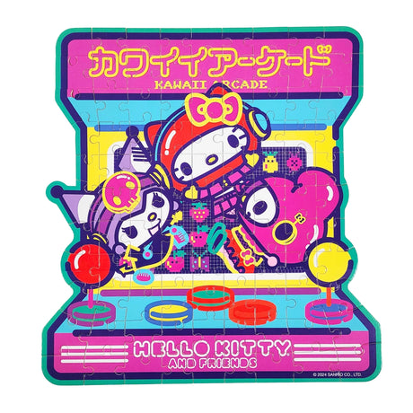 Discover joy with the Hello Kitty Wooden Jigsaw Puzzle: Kawaii Arcade (99pcs). This officially licensed Sanrio product features iconic Hello Kitty in 96 vibrant wooden pieces. Crafted for durability and a seamless fit, it's a delightful challenge for fans of all ages 8+. Embrace positivity and bring Hello Kitty to life with this charming puzzle – perfect for relaxation and family fun. Display your completed masterpiece proudly and celebrate the timeless appeal of Hello Kitty.