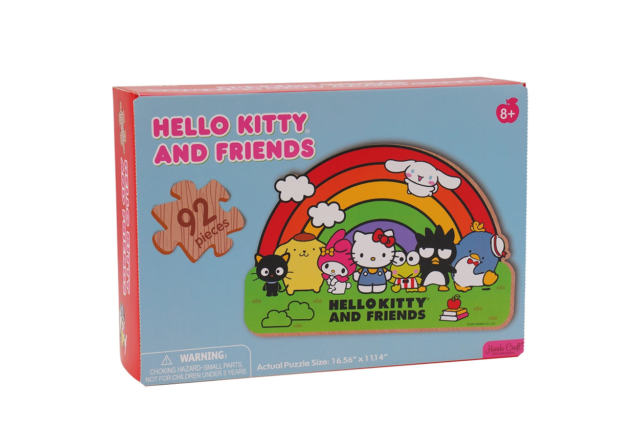 Discover the charm of the Hello Kitty Wooden Jigsaw Puzzle: Hello Kitty Rainbow (92pcs). Officially licensed by Sanrio, this delightful puzzle features the iconic Hello Kitty surrounded by a vibrant rainbow. Crafted from high-quality wood, the 92 pieces offer a satisfying challenge for all ages 8+. Perfect for Hello Kitty enthusiasts, this puzzle is an ideal gift for any occasion. Immerse yourself in the joy of assembling this adorable puzzle and bring Hello Kitty to life!
