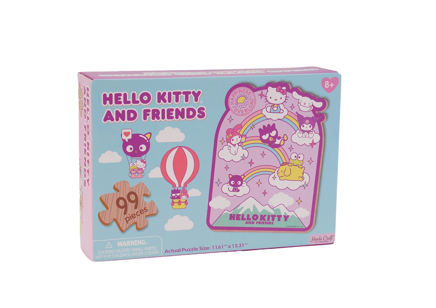 Discover joy with the Hello Kitty Wooden Jigsaw Puzzle: Seize the Moment (99pcs). This officially licensed Sanrio product features iconic Hello Kitty in 99 vibrant wooden pieces. Crafted for durability and a seamless fit, it's a delightful challenge for fans of all ages 8+. Embrace positivity and bring Hello Kitty to life with this charming puzzle – perfect for relaxation and family fun. Display your completed masterpiece proudly and celebrate the timeless appeal of Hello Kitty.