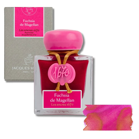 The 1670 Anniversary Collection celebrates the life of the 17th-century French adventurer, Jacques Herbin. Sailing from India, Monsieur Herbin arrived home to Paris with formulas for the now-famous Herbin inks and sealing waxes.

Enhanced with a luxurious, golden metallic sheen, these highly saturated inks will add an elegant luster to all your writing.&nbsp;

Hand bottled with wax-dipped cap and seal.
50ml bottle.
Made in Paris.
