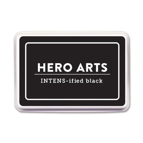 Hero Arts Intens-ified Black ink pad is a perfect choice for everyday stamping and crafting. The raised pad, measuring 3.5" x 2.25", easily inks stamps of any size.

The hybrid (both dye and pigment) formulation is ideal for use with alcohol-based markers. The intense black ink is acid-free, archival, and fade-resistant.