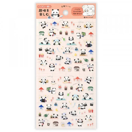 This sticker has a translucent and matte texture that blends in with the notebook.
It can be separated with perforations and carried as much as necessary.
I drew a panda who enjoys many hobbies such as yoga, notebook deco, games, and walking.
It is recommended for decorating around appointments and dates.


1 Sheet included
165× 90mm
Transparent seal