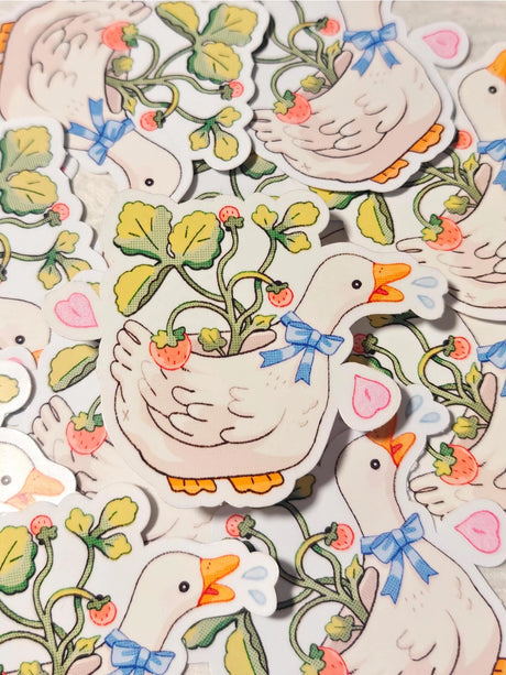 This is a glossy vinyl die-cut paper sticker, illustrated and made in-house by me. It's waterproof and ideal for decorating hard surfaces like laptops, water bottles, and phone cases, adding a cute touch to your belongings.

Material: premium glossy waterproof vinyl
