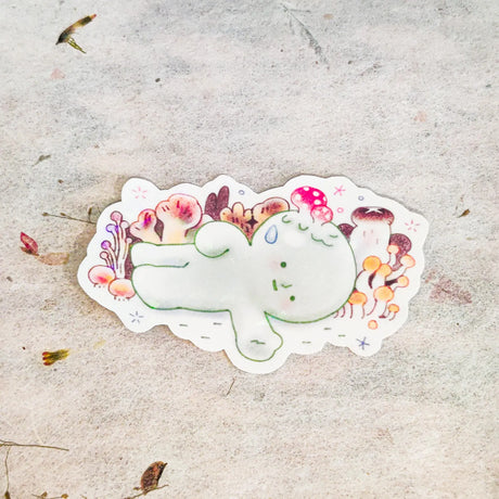 This is a glossy vinyl die-cut paper sticker with holographic features, illustrated and made in-house by me. It's waterproof and ideal for decorating hard surfaces like laptops, water bottles, and phone cases, adding a cute touch to your belongings.&nbsp;

Material: premium glossy waterproof vinyl