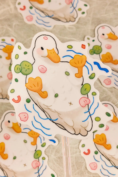 This is a glossy vinyl die-cut paper sticker, illustrated and made in-house by me. It's waterproof and ideal for decorating hard surfaces like laptops, water bottles, and phone cases, adding a cute touch to your belongings.&nbsp;

Material: premium glossy waterproof vinyl