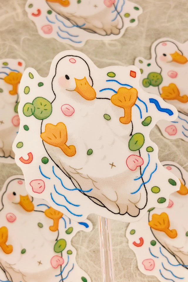 This is a glossy vinyl die-cut paper sticker, illustrated and made in-house by me. It's waterproof and ideal for decorating hard surfaces like laptops, water bottles, and phone cases, adding a cute touch to your belongings.&nbsp;

Material: premium glossy waterproof vinyl