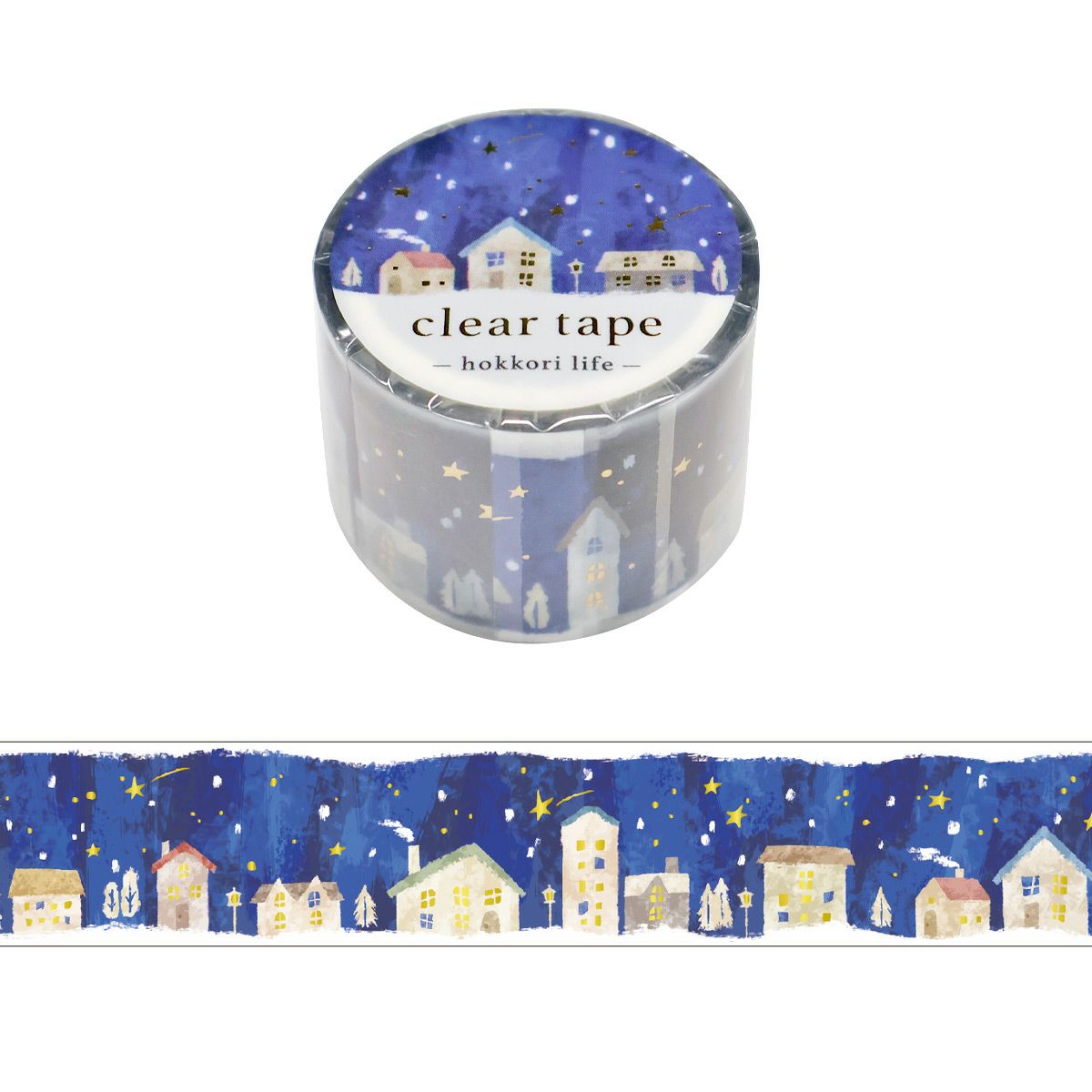 From the popular "HOKKORI LIFE" series, a new winter-like design is now available!
When used together in the series, the winter deco is even more exciting.

Mindwave's clear tape is finished with a matte finish that blends well with paper so that it is easy to use for decoration on notebooks and other items.

Since it is a transparent material, it is recommended to layer it on top of paper material or stickers.
Because it is made of PET material, it is resistant to water and has excellent durability,
so it 