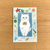 4legs Postcard - Cat in Picture Book #new3 White Cat