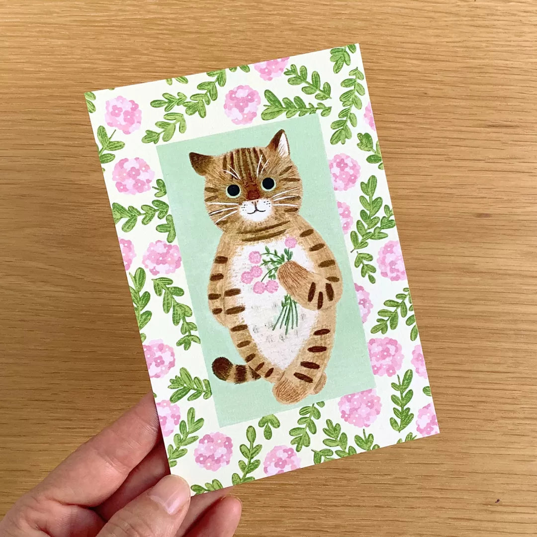 4legs Postcard - Cat in Picture Book #new1 Brown Tabby