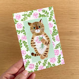 4legs Postcard - Cat in Picture Book #new1 Brown Tabby