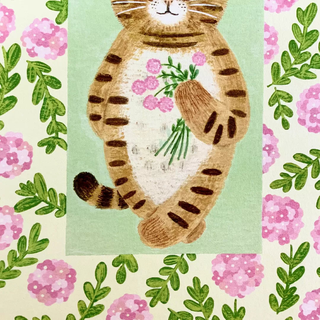 4legs Postcard - Cat in Picture Book #new1 Brown Tabby