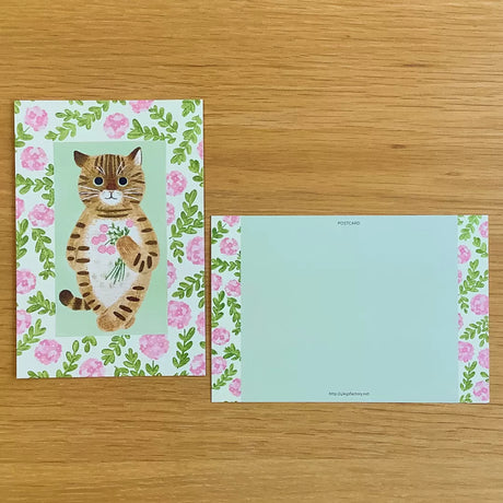 4legs Postcard - Cat in Picture Book #new1 Brown Tabby