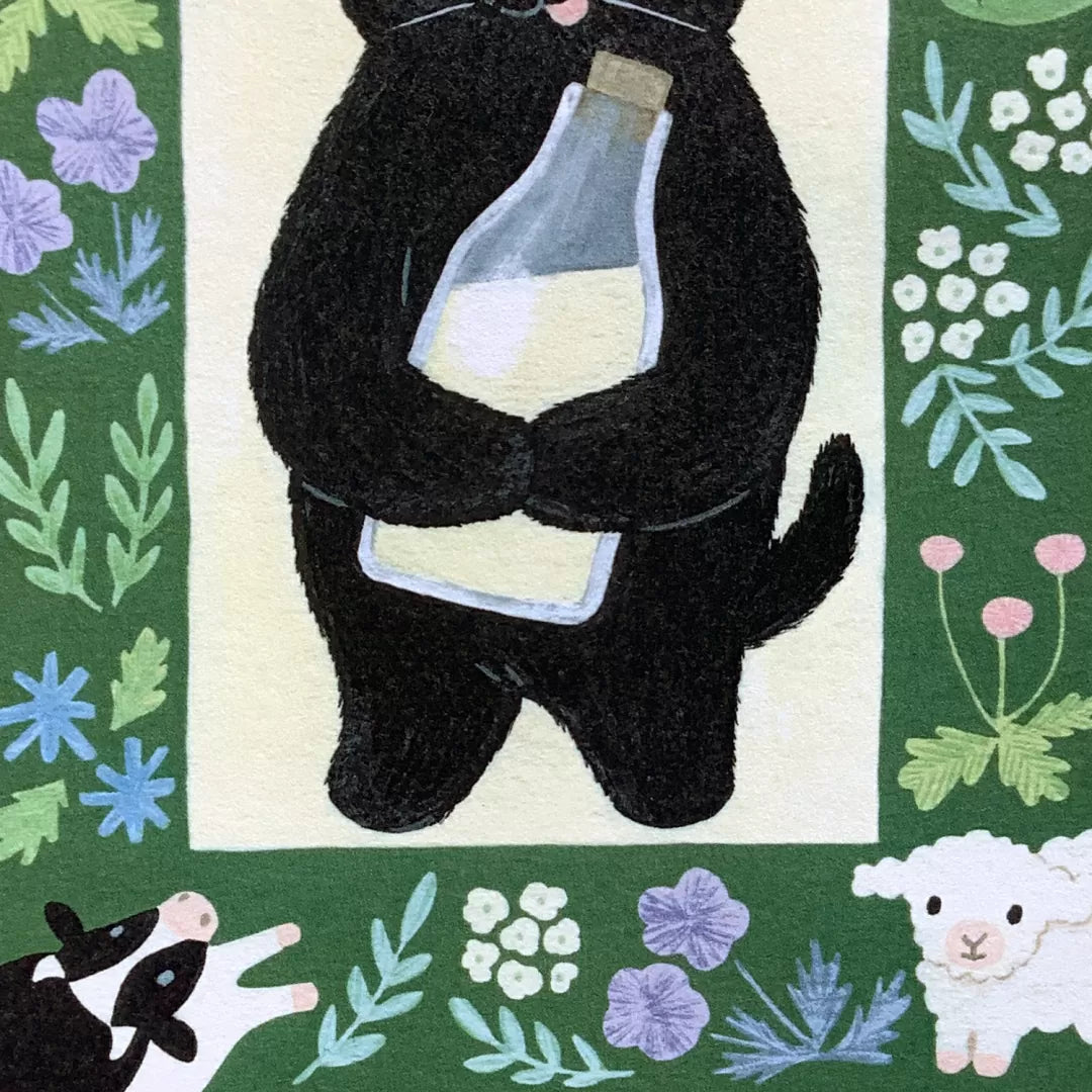 4legs Postcard - Cat in Picture Book #new4 Black Cat