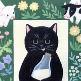 4legs Postcard - Cat in Picture Book #new4 Black Cat
