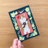 4legs Postcard - Cat in Picture Book #new6 Brown and White Hawaii