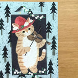 4legs Postcard - Cat in Picture Book #new7 Violin Cat