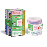 Make the cards &amp; gifts you send even MORE delightful with our Talk-y Washi Tape! This fun &amp; funny decorative tape celebrates your love of mail (and cuteness)! Use liberally to jazz up cards, letters, gift wrap, journals, calendars, and crafts!

3 rolls: 1 roll measuring 2.5 cm x 10 m, 2 rolls each measuring 1.5 cm x 10 m
Box: 2 x 3.75 x 2 inches