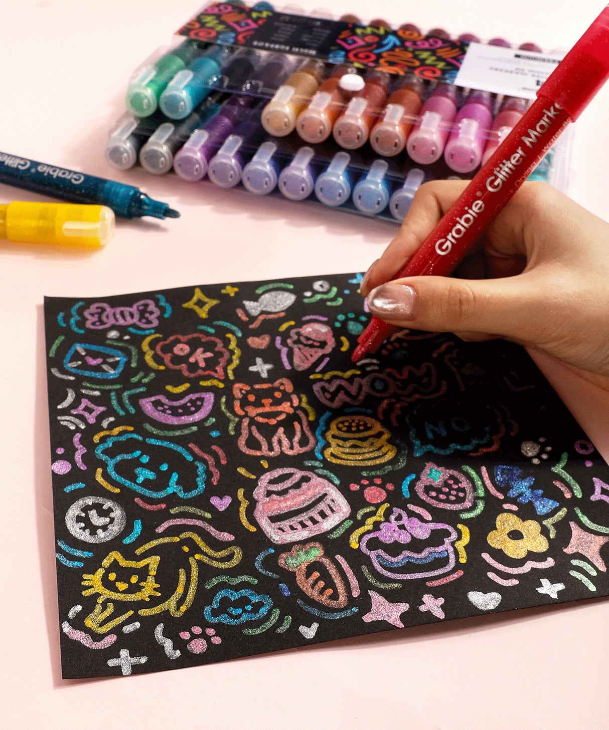 Get ready to shine with the Glitter Acrylic Paint Marker Set of 24. This stunning collection is perfect for adding a shimmering touch to any project. Whether you're creating eye-catching art or simply adding flair to everyday notes, these markers are designed to deliver vibrant, sparkling results with every stroke.