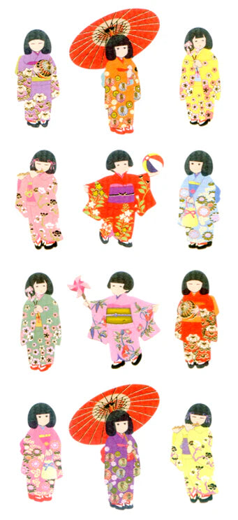 Girls in Kimono Sticker Sheets