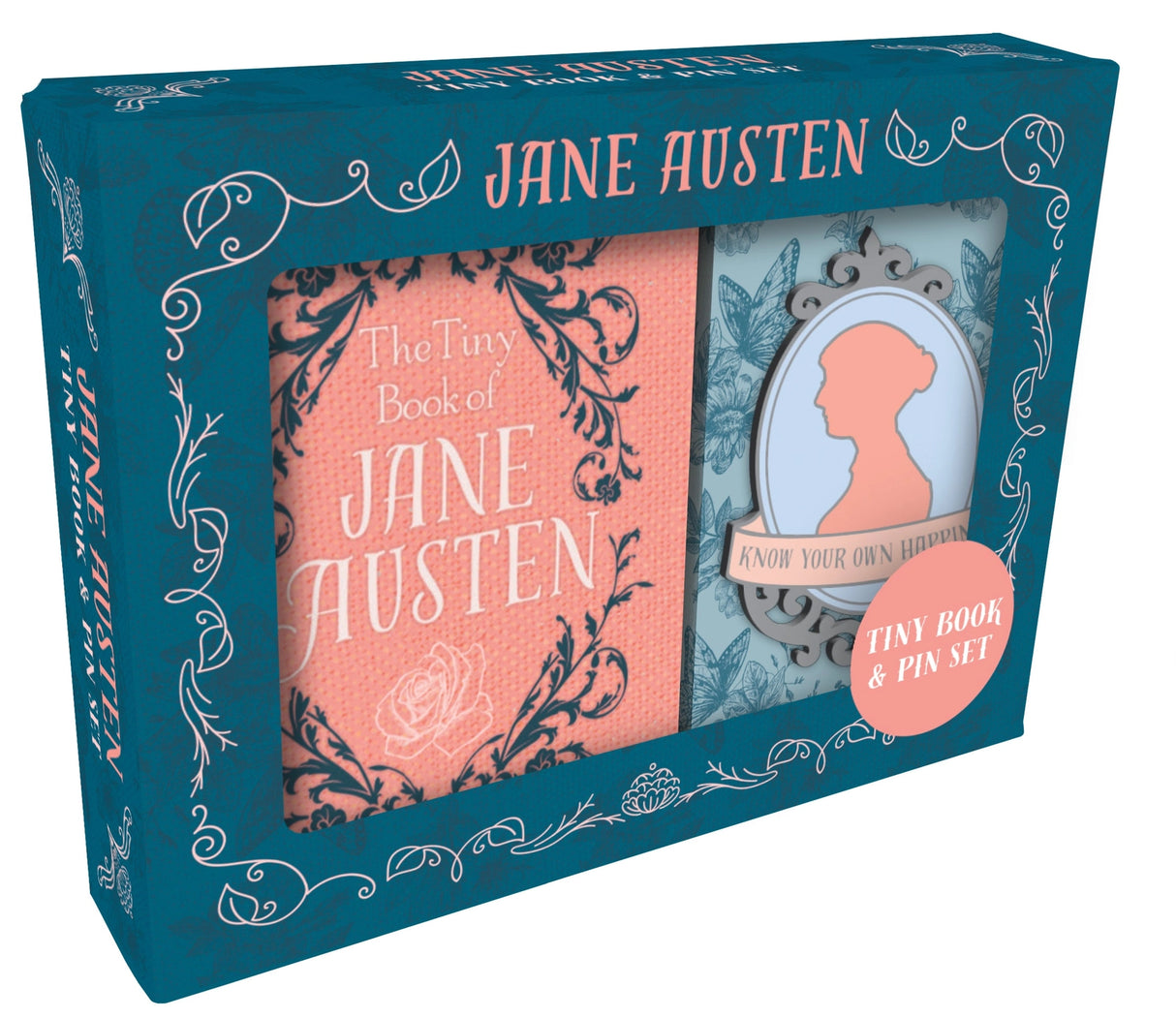 Whether delivering powerful dialogue through her characters or powerful sociopolitical commentary in her letters, Jane Austen has been dazzling readers with exceptional intelligence and humor for more than two centuries. Now fans of Jane Austen can revel in her most memorable quotes with this collectible tiny book and pin set. 

NOVELTY TINY BOOK: Completely legible and printed in full color, the tiny book compiles all of Jane Austen’s famous quotes and wisdom along with classic artwork in an appealing mini
