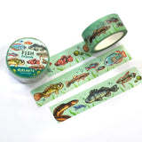Various cute fish on a roll of washi tape.

20mm wide x 10m length
Great for decorating journal spreads, sketchbooks, scrapbooks, and more!
Plastic wrapped with a label on one side