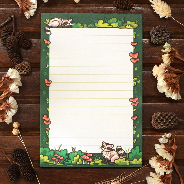 Three Notepad designs, featuring raccoons, mushroom guys, and pigeons Write your to-do lists, ideas, brainstorm - anything!&nbsp;

50 pages each
Size: 4"x6&nbsp;