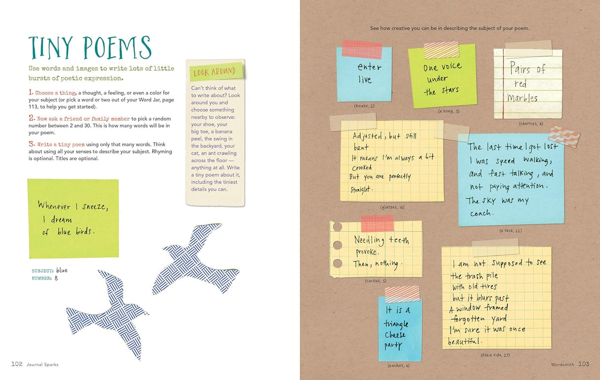 Sixty inventive writing prompts, guided exercises, and crafty activities designed to jumpstart creative journaling, storytelling, and self-expression are accompanied by inspiring examples from journals of people of all ages and instructions for making a one-of-a-kind blank book of your own.

Do you want to keep a journal but don’t know where to start? Get inspired with 60 interactive writing prompts and craft how-tos to expand your imagination and stimulate your creativity. Using words, drawing, collage, an